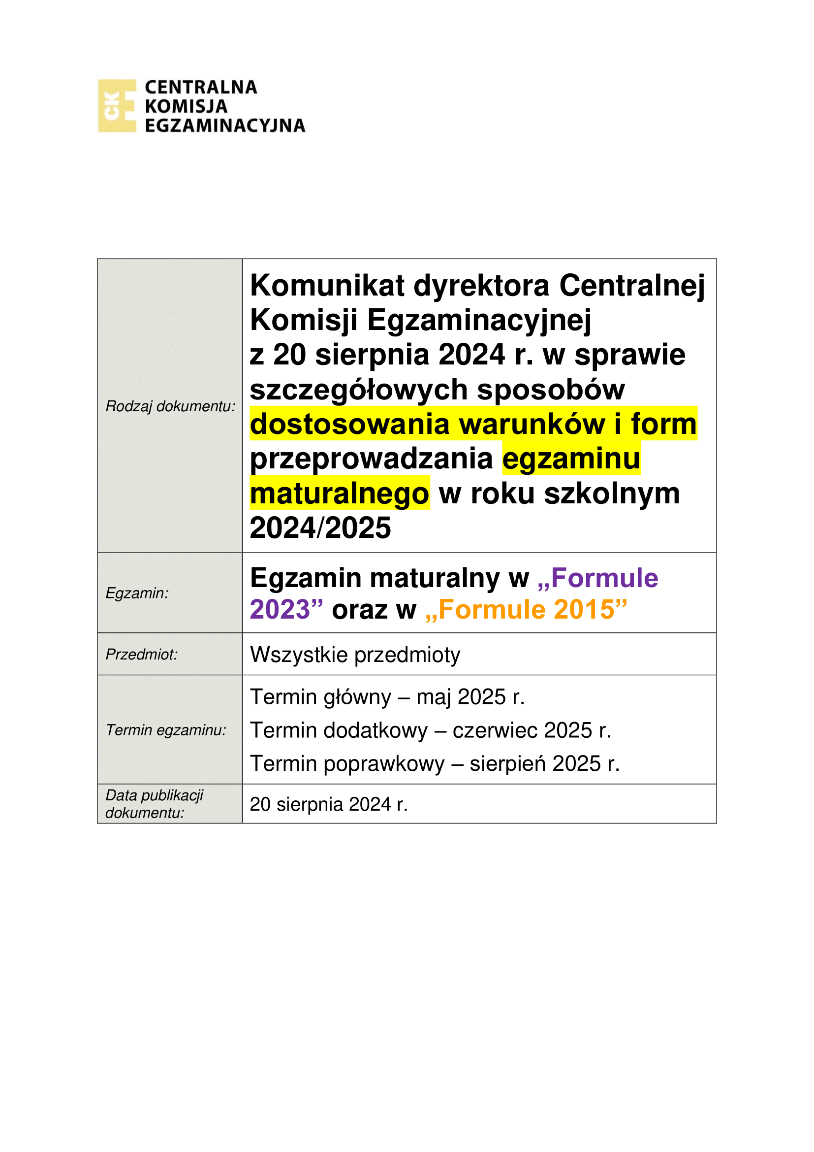 20240820 EM_25 Komunikat o dostosowaniach w_FIN-01